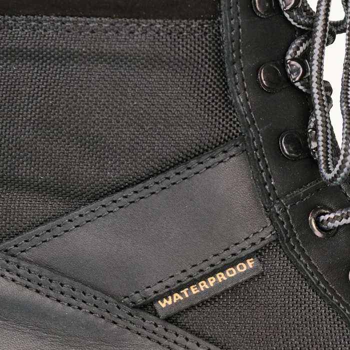 Waterproof black leather and stitching