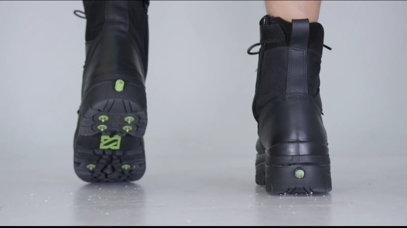 The GEN 3 outsole mid-stride, spikes deployed